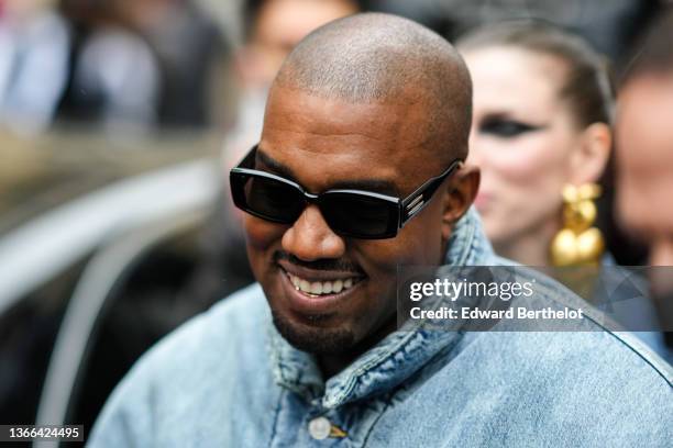 Ye is seen, outside Kenzo, during Paris Fashion Week - Menswear F/W 2022-2023, on January 23, 2022 in Paris, France.