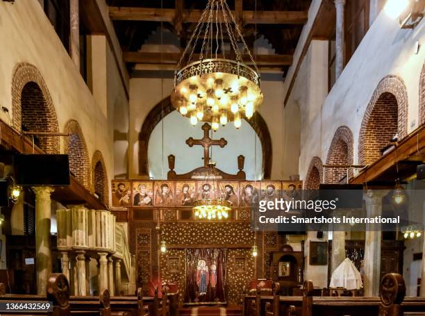 church of st barbara in coptic cairo, old cairo, egypt - coptic christians stock pictures, royalty-free photos & images