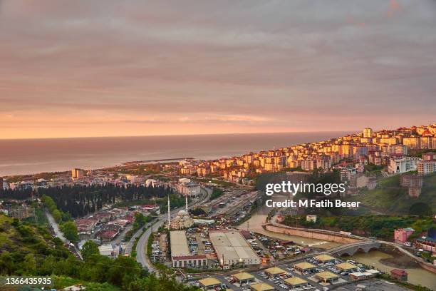 panoramic view of trabzon city during sunset. turkey's trabzon - trabzon - fotografias e filmes do acervo