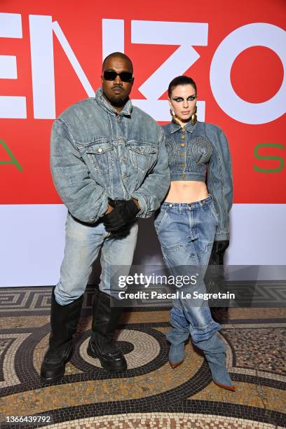 Ye and Julia Fox attend the Kenzo Fall/Winter 2022/2023 show as part of Paris Fashion Week on January 23, 2022 in Paris, France.