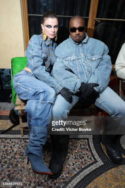 Julia Fox and Ye attend the Kenzo Fall/Winter 2022/2023 show as part of Paris Fashion Week on January 23, 2022 in Paris, France.