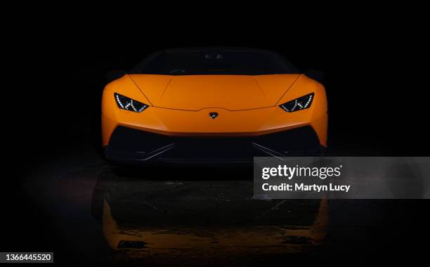 January 09: The Lamborghini Huracan in Letchworth, United Kindom. The car is owned by Starlite Limos based in Letchworth, and regually hired out to...