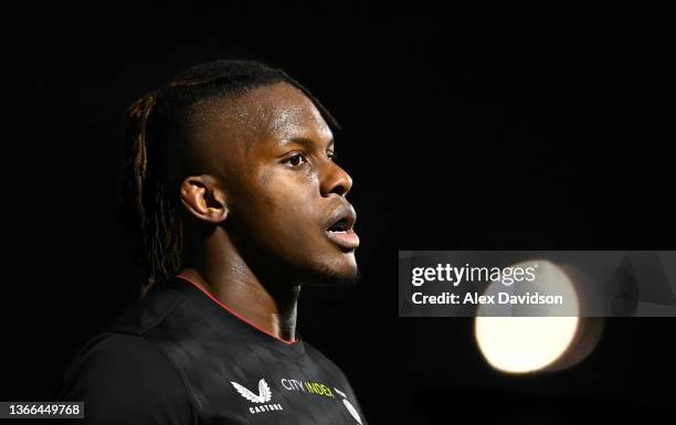 Maro Itoje of Saracens looks on after the EPCR Challenge Cup match between Saracens and London Irish at StoneX Stadium on January 23, 2022 in Barnet,...