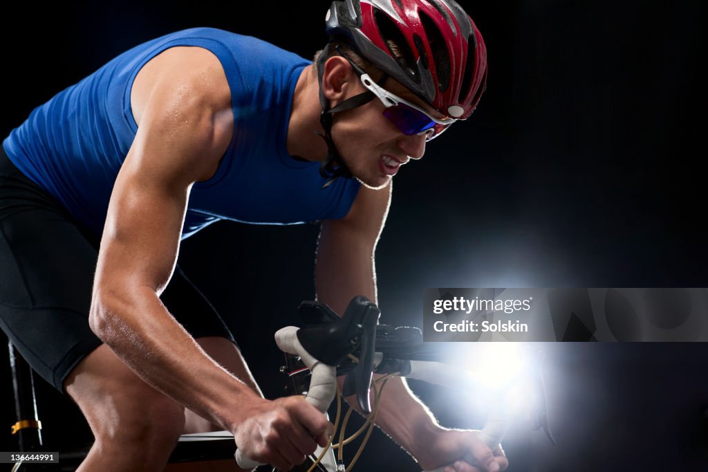 Triathlete training on cycle