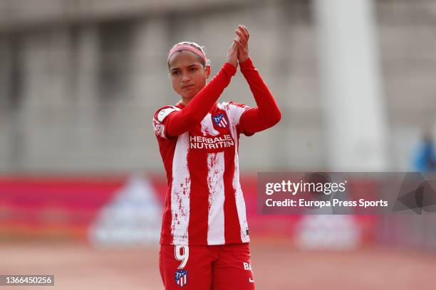 Deyna Castellanos of Atletico de Madrid gestures during the Spanish Women Supercup, Final, football match played between FC Barcelona and Atletico de...