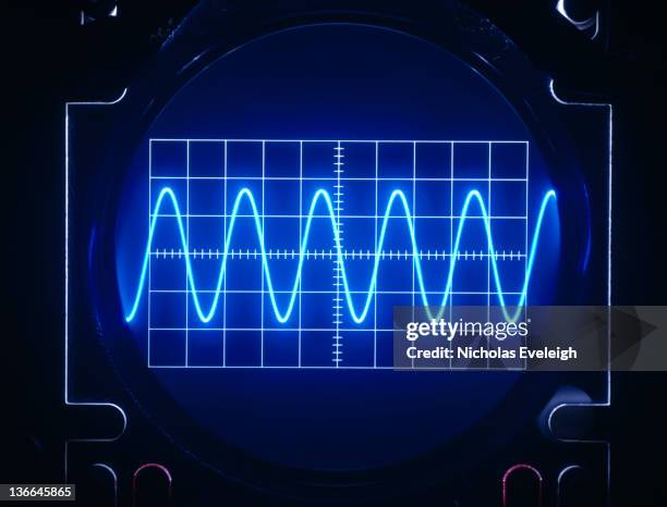 oscilloscope's screen - oscilloscopio foto e immagini stock