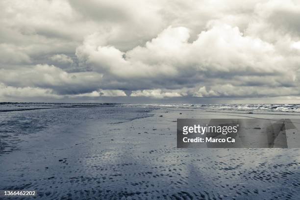 seascape on the north sea coast in black and white - de kust stockfoto's en -beelden
