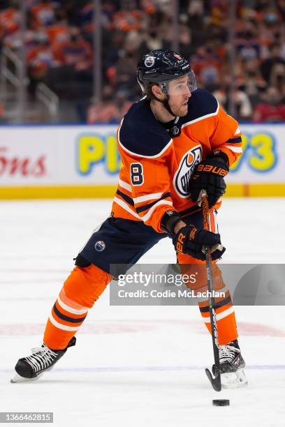 Kyle Turris of the Edmonton Oilers skates against the Calgary Flames during the second period at Rogers Place on January 22, 2022 in Edmonton, Canada.