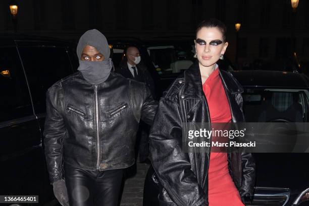 Ye and Julia Fox are seen on January 23, 2022 in Paris, France.
