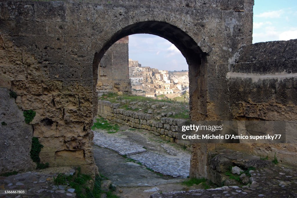 View of the ancient Sasso Caveoso in Matera