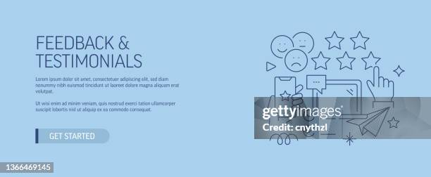 feedback and testimonials related web banner line style. modern design vector illustration for web banner, website header etc. stock illustration - feedback background stock illustrations