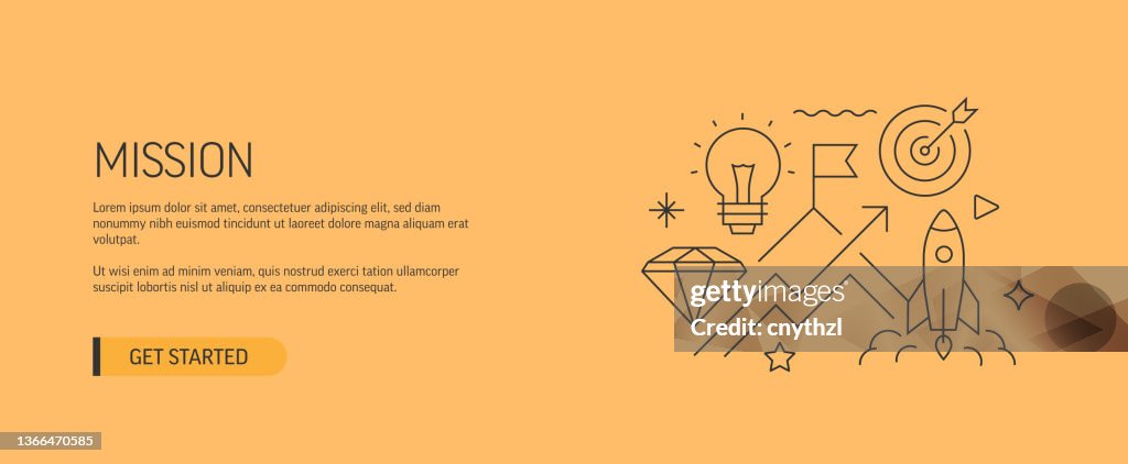 Program Mission Header Mission Related Web Banner Line Style Modern Design Vector Illustration ...