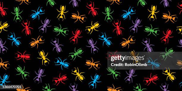 colorful ants seamless pattern - anthill stock illustrations