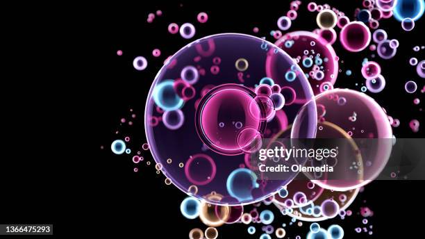 abstract nano molecular structure. water 3d spheres - atomic imagery stockfoto's en -beelden