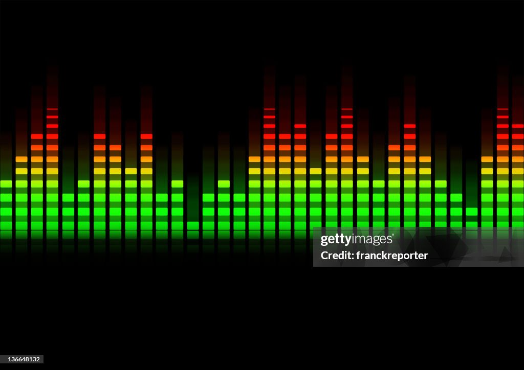 Music equalizer blurred in black background