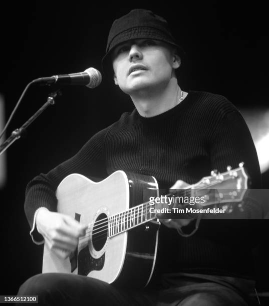 Billy Corgan of The Smashing Pumpkins performs during Neil Young's Annual Bridge School benefit at Shoreline Amphitheatre on October 31, 1999 in...