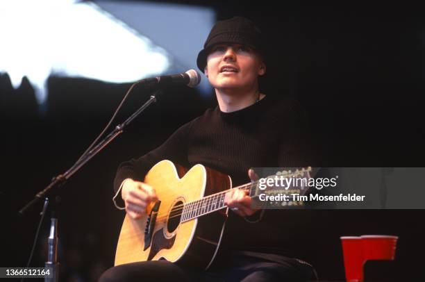 Billy Corgan of The Smashing Pumpkins performs during Neil Young's Annual Bridge School benefit at Shoreline Amphitheatre on October 31, 1999 in...