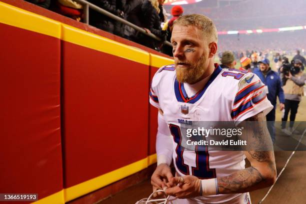 Cole Beasley of the Buffalo Bills walks off the field after being defeated by the Kansas City Chiefs in the AFC Divisional Playoff game at Arrowhead...