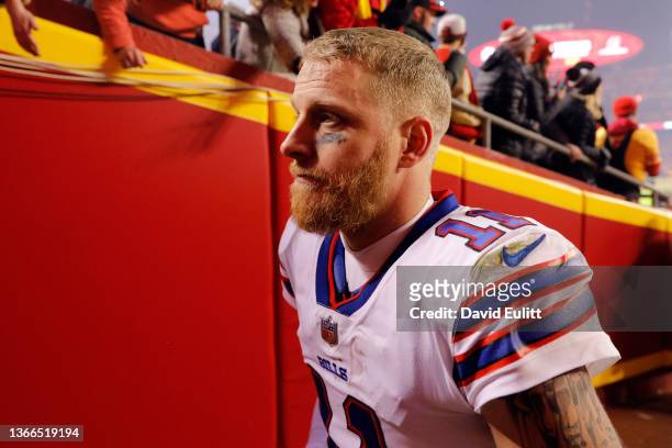 Cole Beasley of the Buffalo Bills walks off the field after being defeated by the Kansas City Chiefs in the AFC Divisional Playoff game at Arrowhead...