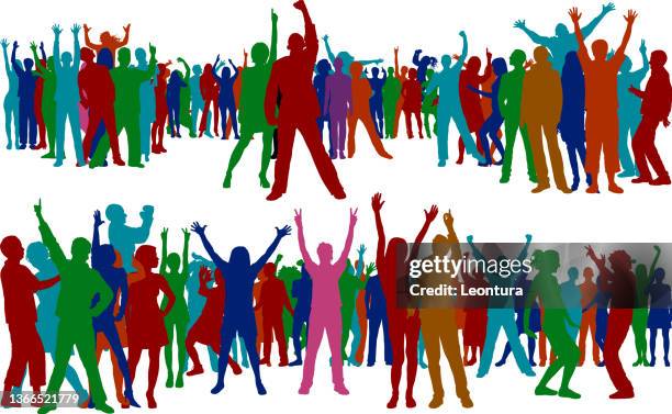illustrations, cliparts, dessins animés et icônes de silhouette de foule (toutes les personnes sont complètes et mobiles) - personne secondaire