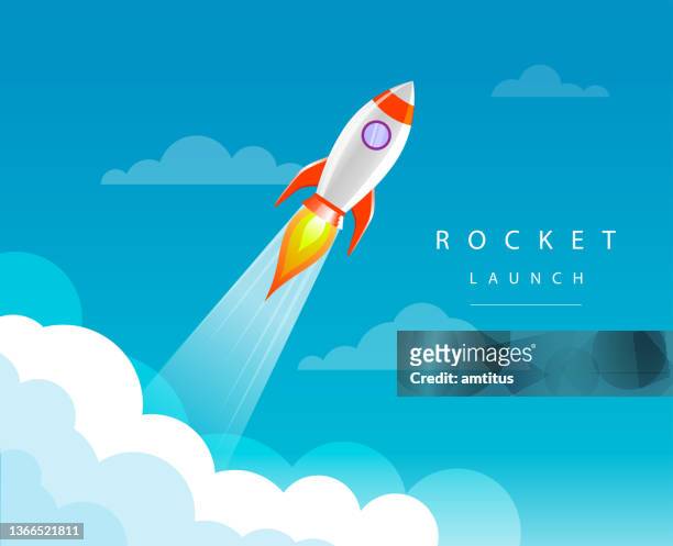 stockillustraties, clipart, cartoons en iconen met business launch - raket