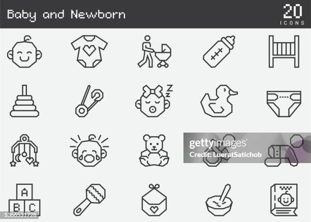 bildbanksillustrationer, clip art samt tecknat material och ikoner med baby and newborn line icons - daycare