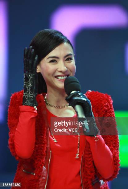 Singer and actress Cecilia Cheung attends a TV show of Hunan TV on January 9, 2012 in Changsha, China.