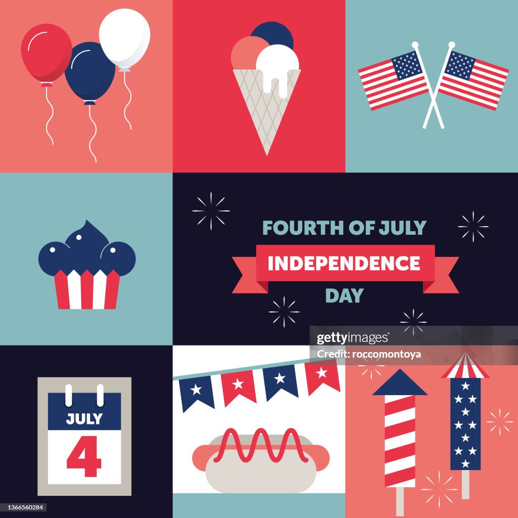 Icons Set Fourth of July event
