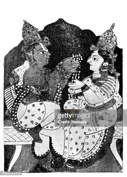 rama and sita's marriage - indian mythology stock illustrations