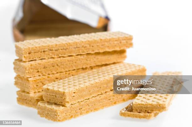 peanut butter filled wafer cookies - box of baked goods stock pictures, royalty-free photos & images