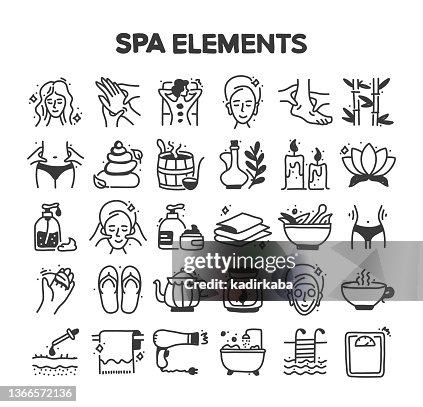 Spa Elements Related Hand Drawn Vector Doodle Icon Set Spa Elements Related Hand Drawn Vector Doodle Icon Set