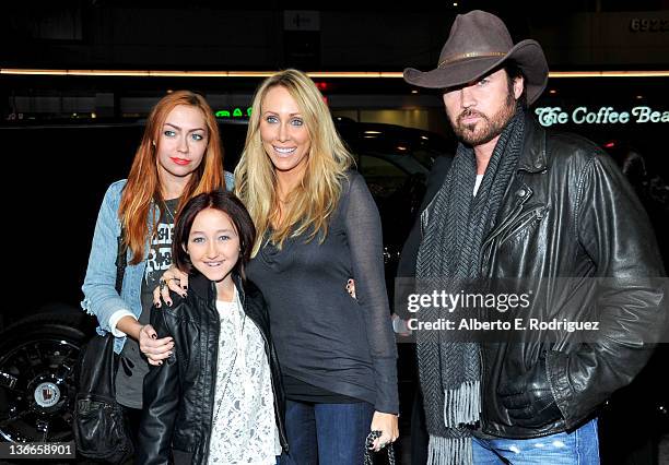 Brandi Cyrus, Noah Cyrus, Leticia Cyrus, and singer Billy Ray Cyrus attend the premiere of Warner Bros. Pictures' "Joyful Noise" at Grauman's Chinese...