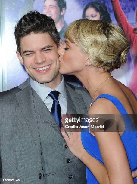 Actors Jeremy Jordan and Ashley Seal arrive at the premiere of Warner Bros. Pictures' "Joyful Noise" held at Grauman's Chinese Theatre on January 9,...