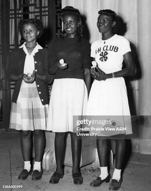 Club girls who received the State Fair of Texas Honor Awards at the Dallas Fair, October 13 are Willie Mae McDaniel of Jefferson County, Maxine...