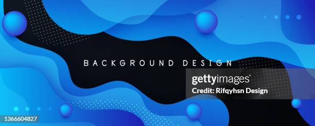 abstract blue gradient fluid wave background with geometric shape. modern futuristic background. can be use for landing page, book covers, brochures, flyers, magazines, any brandings, banners, headers, presentations, and wallpaper backgrounds - water bubbles black stock illustrations