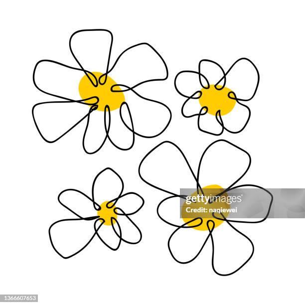 stockillustraties, clipart, cartoons en iconen met vector line art hand drawn style minimalist flowers illustration - frangipani