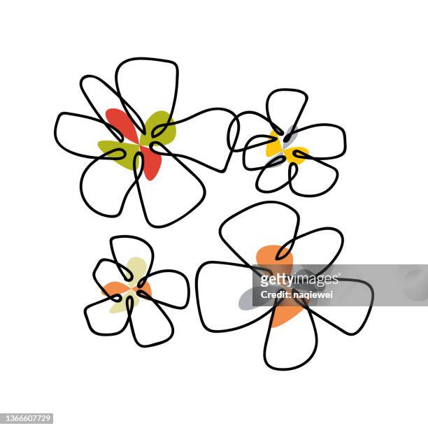 vektor linie kunst handgezeichnet stil minimalistische blumenknospen illustration - jasmine flower stock-grafiken, -clipart, -cartoons und -symbole