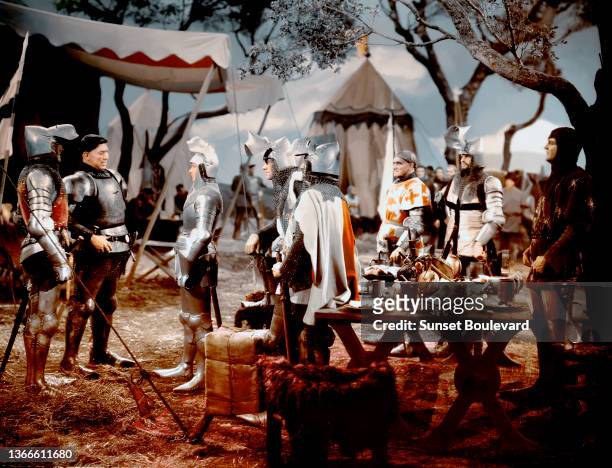 Ingrid Bergman and Ward Bond in the film "Joan of Arc" by Victor Fleming, 1948.
