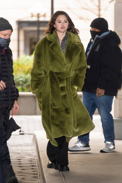 Selena Gomez is seen filming "Only Murders in the Building" in the Upper West Side on January 24, 2022 in New York City.