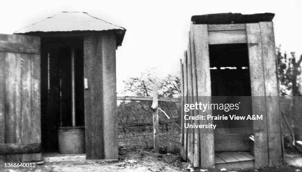 Texas type pit toilet Madison Co, Texas.