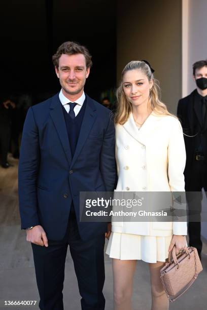 Pierre Casiraghi and Beatrice Borromeo attend the Dior Haute Couture Spring/Summer 2022 show as part of Paris Fashion Week on January 24, 2022 in...