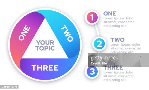 illustrations, cliparts, dessins animés et icônes de conception infographique circle three topic - trois objets