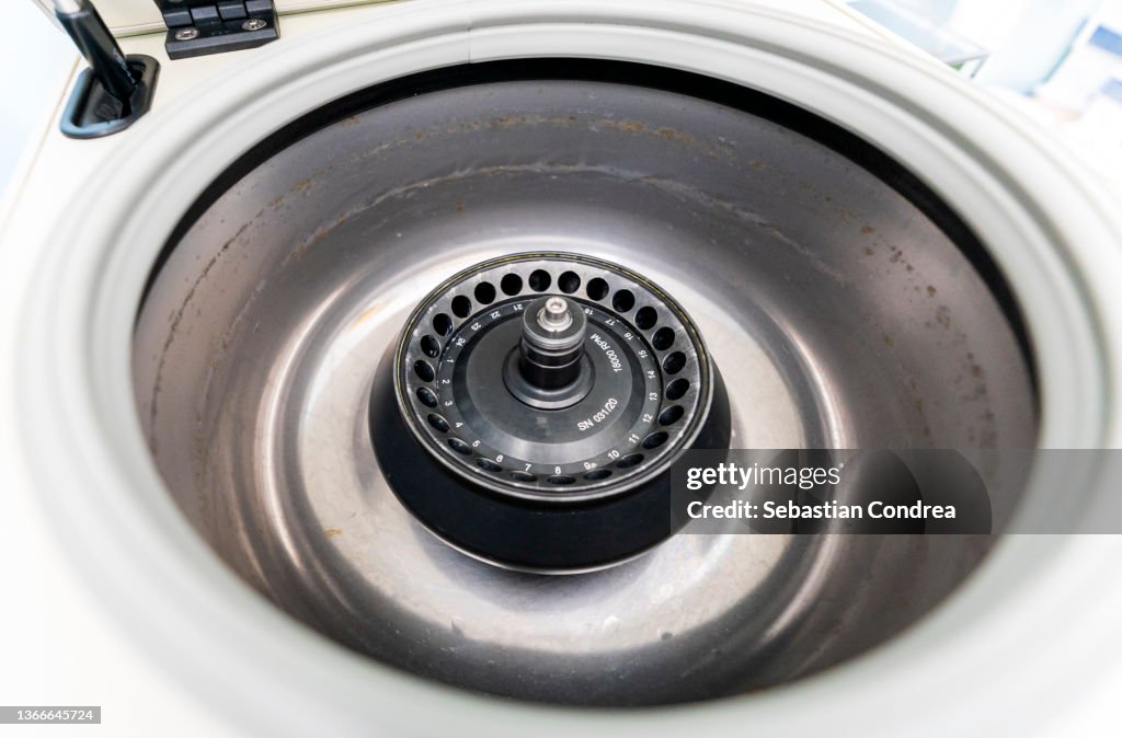 Centrifuge using for research and testing of the new coronavirus variant, omicron.