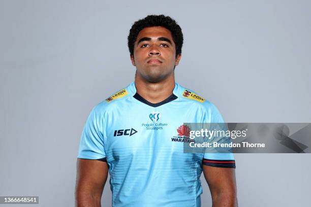 Langi Gleeson of the Waratahs poses during the NSW Waratahs Super Rugby 2022 headshots session at ARU HQ on January 19, 2022 in Sydney, Australia.