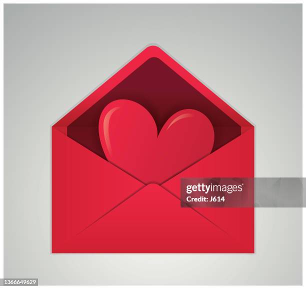 single heart in an envelope - proposal document icon stock illustrations