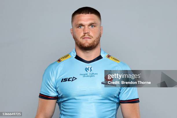Lachie Swinton of the Waratahs poses during the NSW Waratahs Super Rugby 2022 headshots session at ARU HQ on January 19, 2022 in Sydney, Australia.
