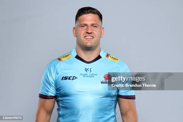 David Porecki of the Waratahs poses during the NSW Waratahs Super Rugby 2022 headshots session at ARU HQ on January 19, 2022 in Sydney, Australia.