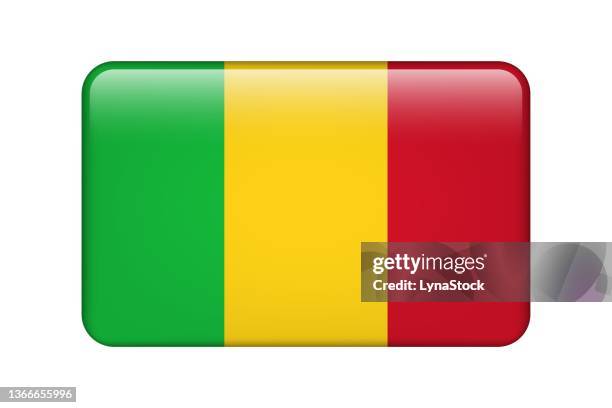 ilustrações, clipart, desenhos animados e ícones de bandeira nacional do mali. ícone vetorial. botão de vidro para web, app, ui. faixa brilhante. - mali