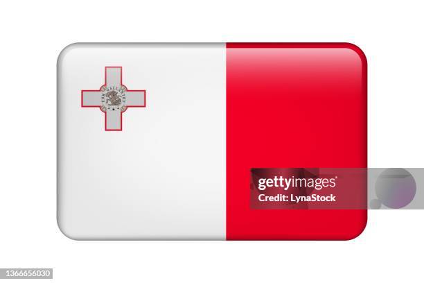 malta national flag. vector icon. glass button for web, app, ui. glossy banner. - malta stock illustrations
