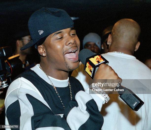 American rapper, songwriter, and record executive Memphis Bleek, speaks during an interview with MTV at a Def Jam Island Records party circa 1998 in...